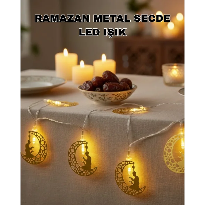 Ramazan Temalı Ay İçinde Secde Eden Adam LED Peri Işığı