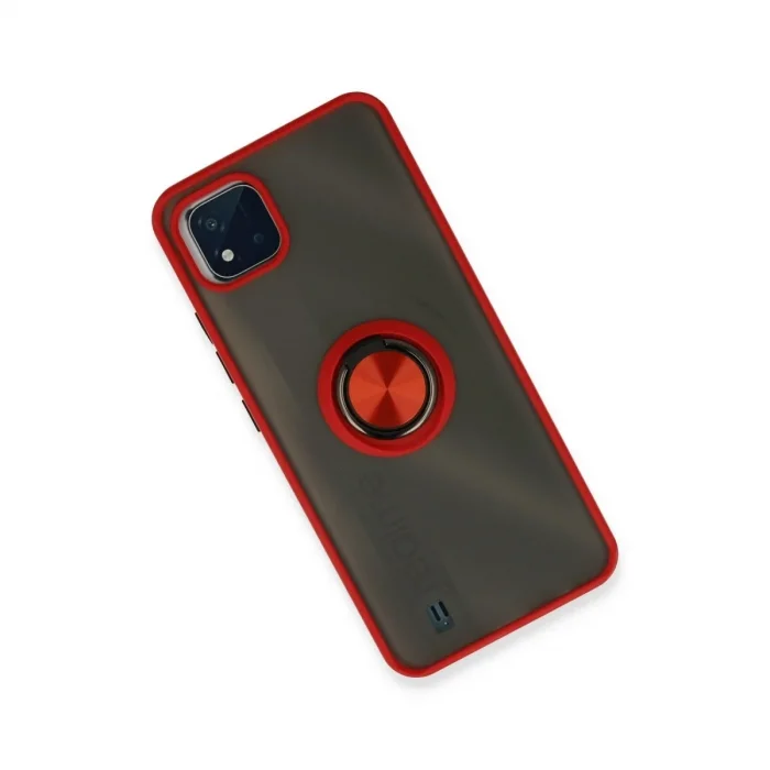Realme C11 2021 Kılıf Montreal Yüzüklü Silikon Kapak - Kırmızı
