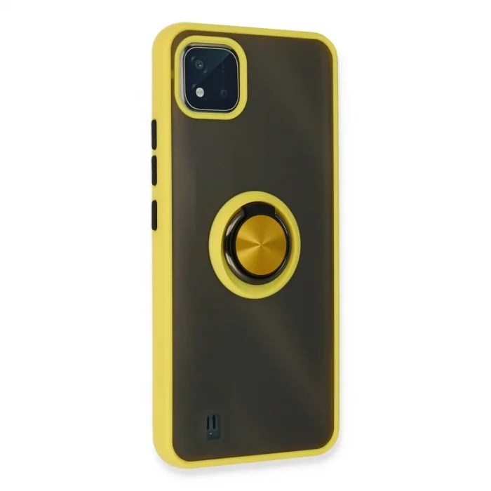 Realme C11 2021 Kılıf Montreal Yüzüklü Silikon Kapak - Sarı