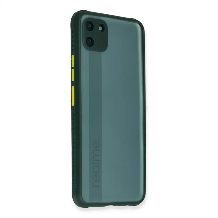 Realme C11 Kılıf Miami Şeffaf Silikon - Koyu Yeşil