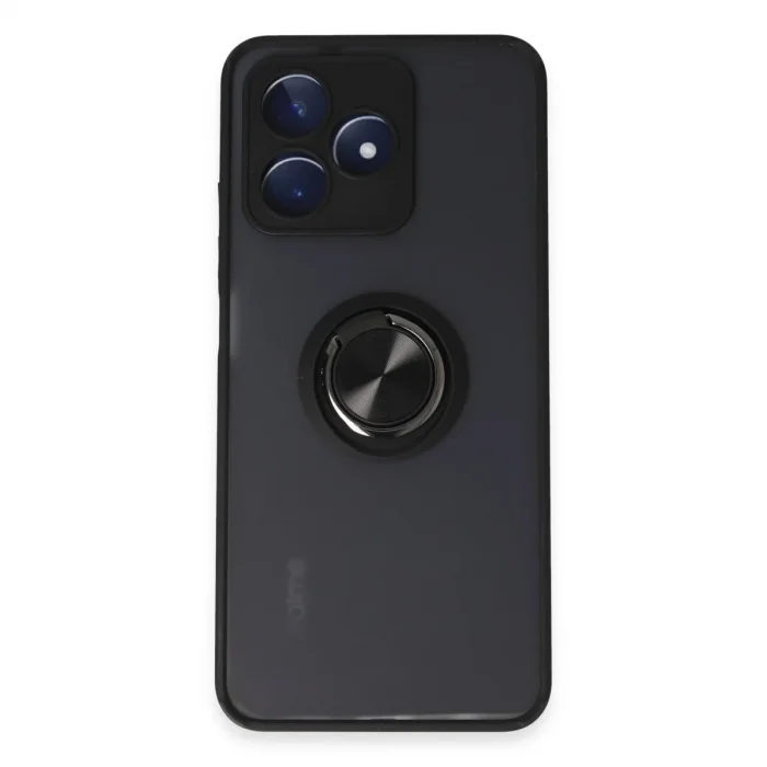 Realme C53 Kılıf Montreal Yüzüklü Silikon Kapak - Siyah