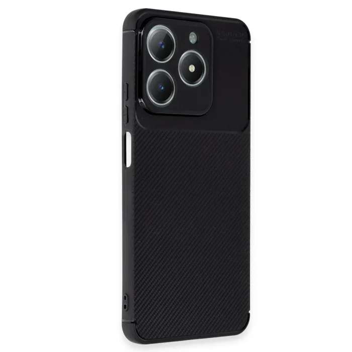 Realme C61 Kılıf Auto Focus Karbon Kapak - Siyah