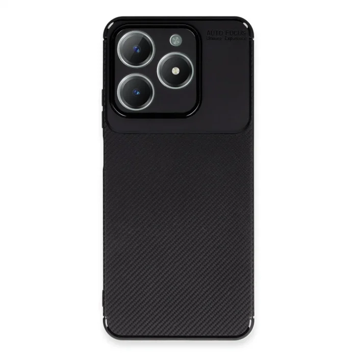 Realme C61 Kılıf Auto Focus Karbon Kapak - Siyah