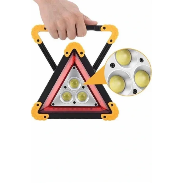 Reflektör Güneş Panelli Solarlı Şarjlı Üçgen Işıklı Trafik Reflektör Fener