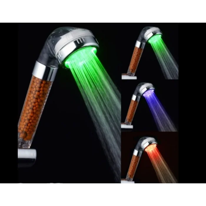 Renk Değiştiren Led Işıklı Duş Başlığı Seti- Hortum Askı Seti (Pilsiz- Elektriksiz)