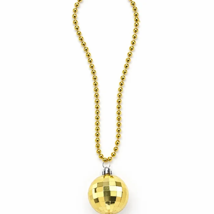 Retro Disko Topu Şekilli 80ler 90lar Altın Renk Plastik Kolye