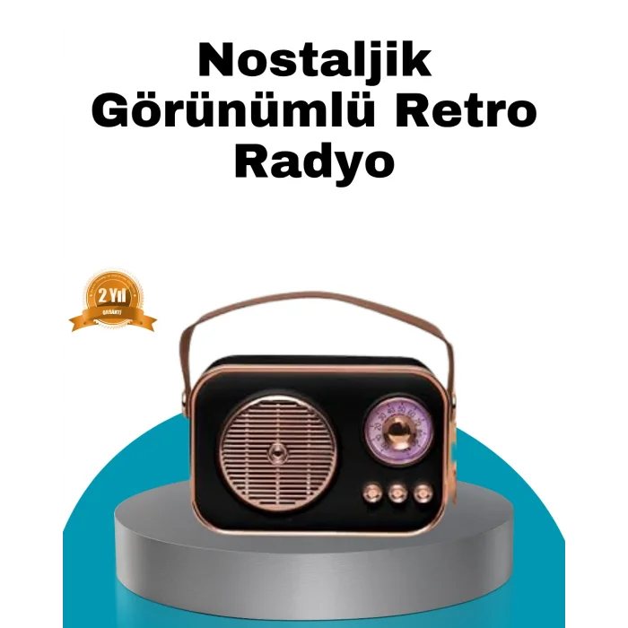 Retro Tarz Kablosuz Radyo – Bluetooth, USB ve TF Kart Girişli