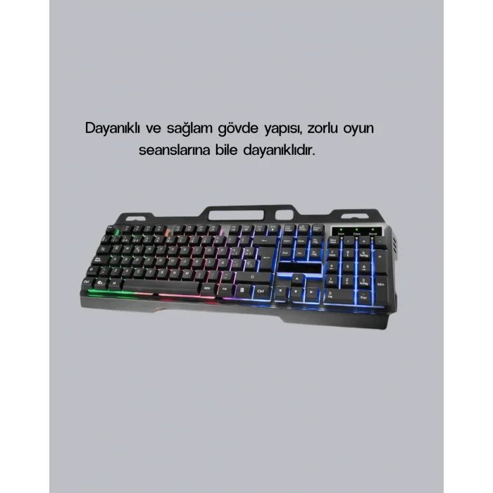 RGB Aydınlatmalı Klavye Mouse Seti – USB Bağlantılı, Türkçe Q, Ayarlanabilir DPI, Ergonomik Yapı