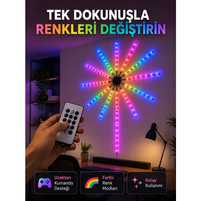 RGB LED Duvar Lambası Uzaktan Kumandalı Telefon Kontrollü Ortam Aydınlatması