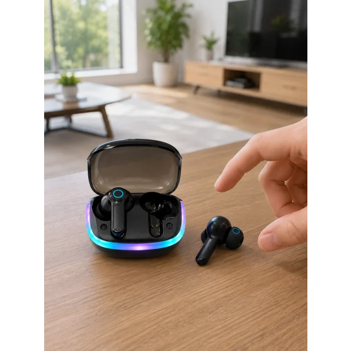 RGB Şarj Kutulu TWS Kablosuz Kulaklık Bluetooth 5.4 HD Voice Type-C Şarj Destekli