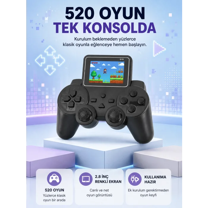 S10 Retro Oyun Konsolu Taşınabilir 2.8 İnç Ekran Ergonomik Nostalji Yeni Nesil