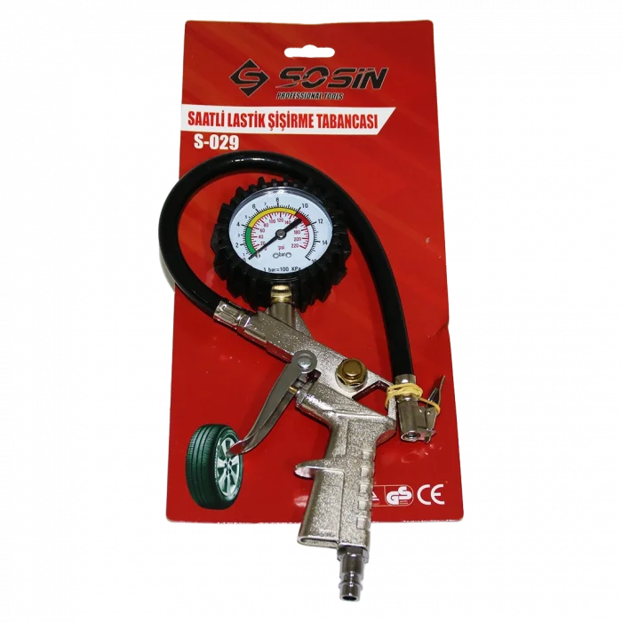 SAATLİ HAVA ÖLÇME LASTİK ŞİŞİRME TABANCASI 12 BAR BASINÇLI - 1/4 REKOR (5047)