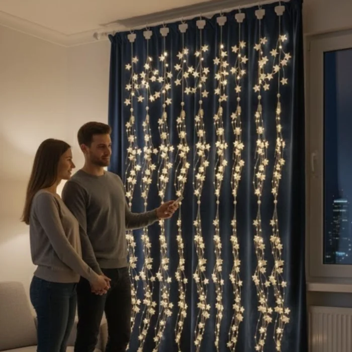 Saçaklı 3*3 Metre Yıldız Boncuklu Dekor Led USB Ev, Oda ve Organizasyon Dekoru hakkında ürün açıklaması (5047)