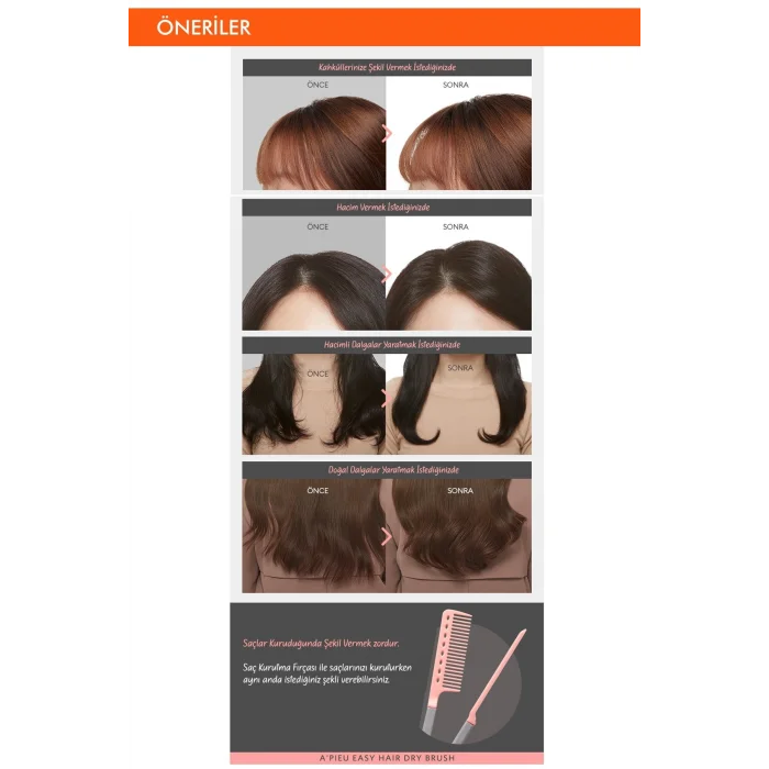 Saçlara Kolay Şekil Veren Saç Kurutma Fırçası APIEU Easy Hair Dry Brush
