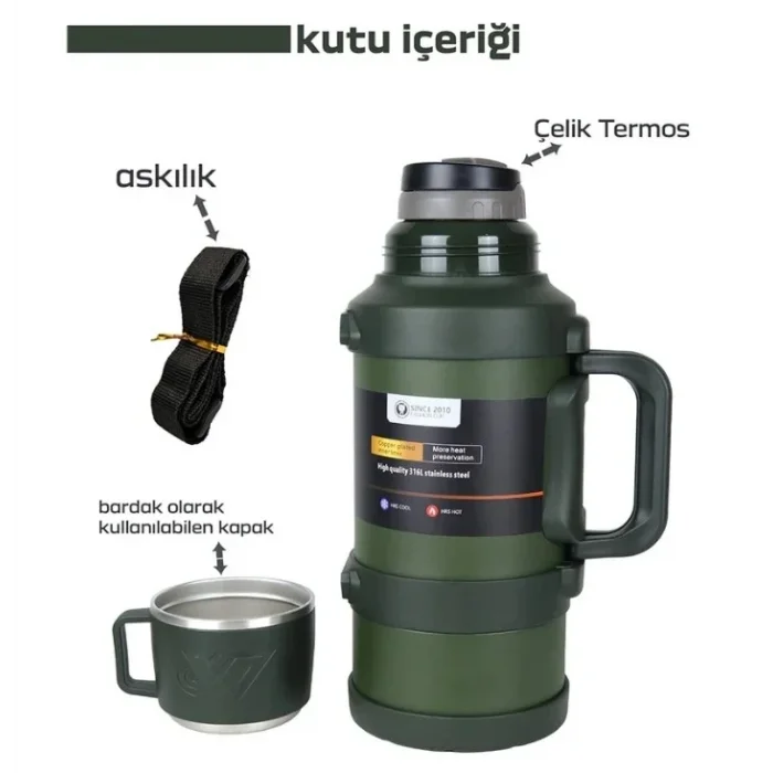 Safe Paslanmaz Çelik 3.2 Litre Termos 48 Saat Sıcak Soğuk Tutma (5047)
