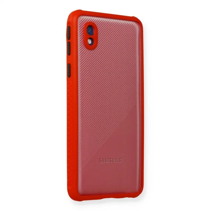 Samsung Galaxy A01 Core Kılıf Miami Şeffaf Silikon - Kırmızı