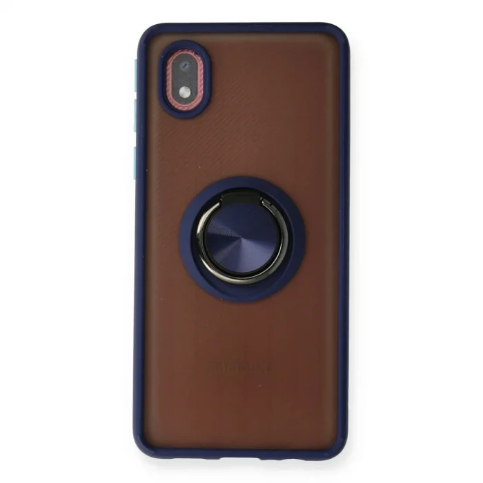 Samsung Galaxy A01 Core Kılıf Montreal Yüzüklü Silikon Kapak - Lacivert