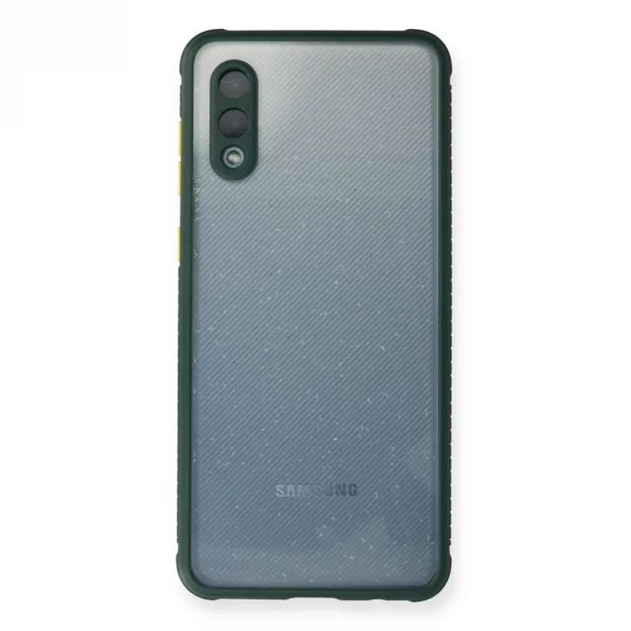 Samsung Galaxy A02 Kılıf Miami Şeffaf Silikon - Koyu Yeşil
