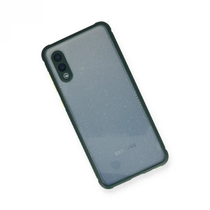 Samsung Galaxy A02 Kılıf Miami Şeffaf Silikon - Koyu Yeşil