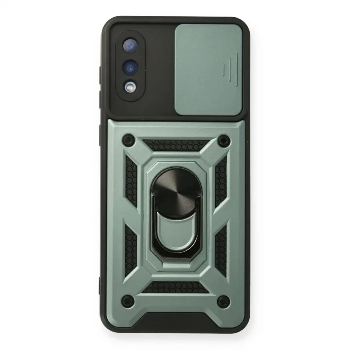 Samsung Galaxy A02 Kılıf Pars Lens Yüzüklü Silikon - Yeşil