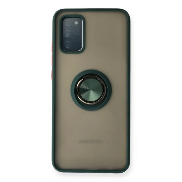 Samsung Galaxy A02s Kılıf Montreal Yüzüklü Silikon Kapak - Yeşil