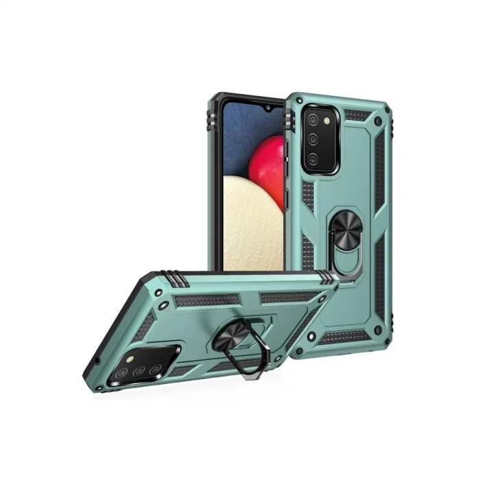Samsung Galaxy A02s Kılıf Sofya Yüzüklü Silikon Kapak - Yeşil