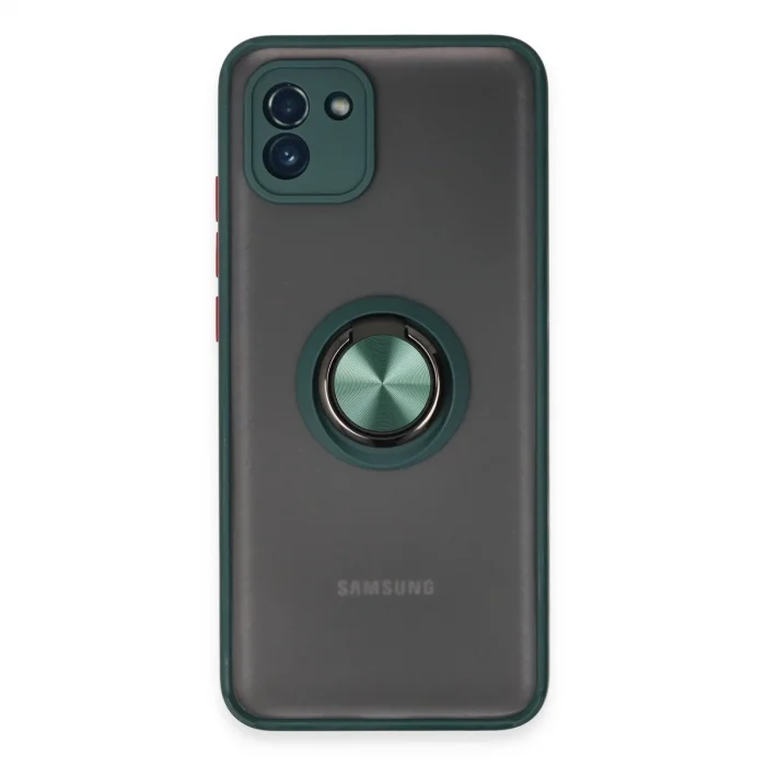 Samsung Galaxy A03 Kılıf Montreal Yüzüklü Silikon Kapak - Yeşil