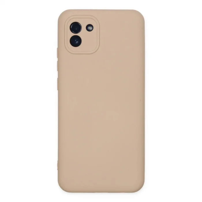 Samsung Galaxy A03 Kılıf Nano İçi Kadife Silikon - Pudra