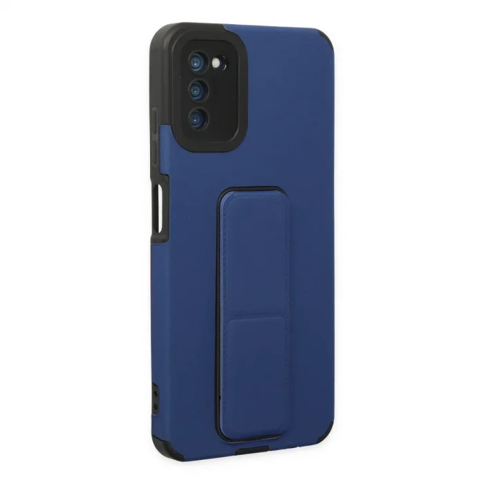 Samsung Galaxy A03s Kılıf Mega Standlı Silikon - Mavi