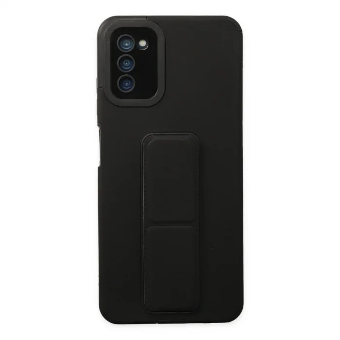 Samsung Galaxy A03s Kılıf Mega Standlı Silikon - Siyah