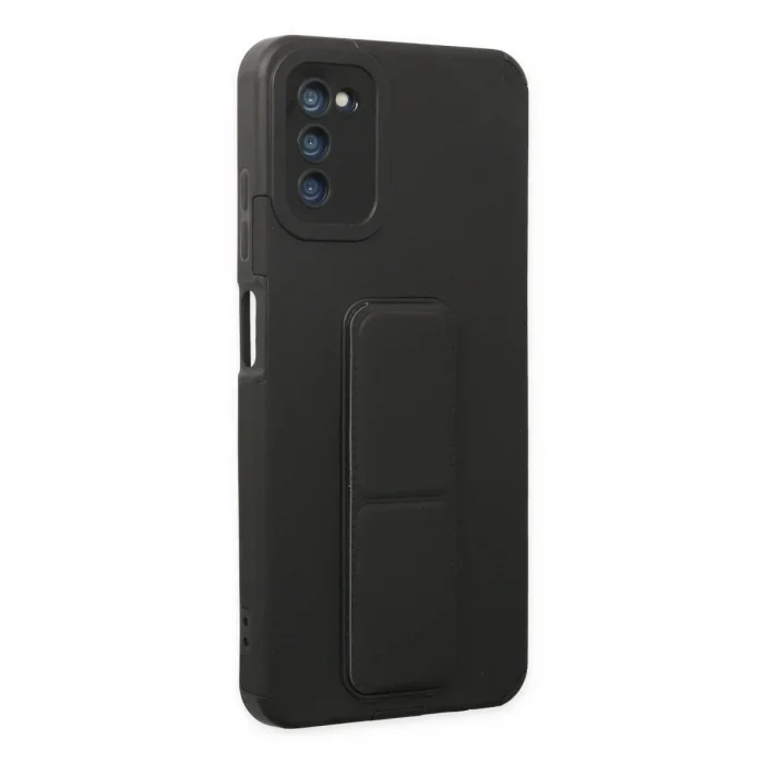 Samsung Galaxy A03s Kılıf Mega Standlı Silikon - Siyah