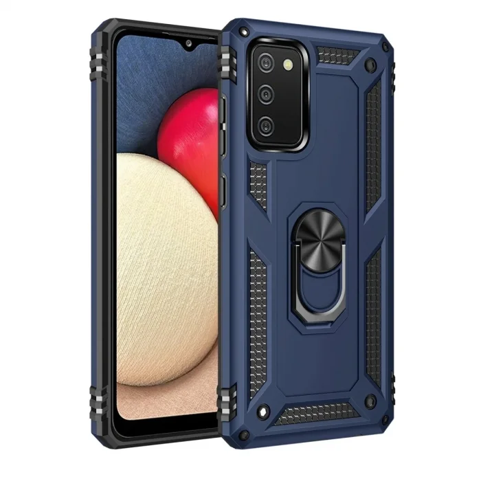 Samsung Galaxy A03s Kılıf Sofya Yüzüklü Silikon Kapak - Lacivert