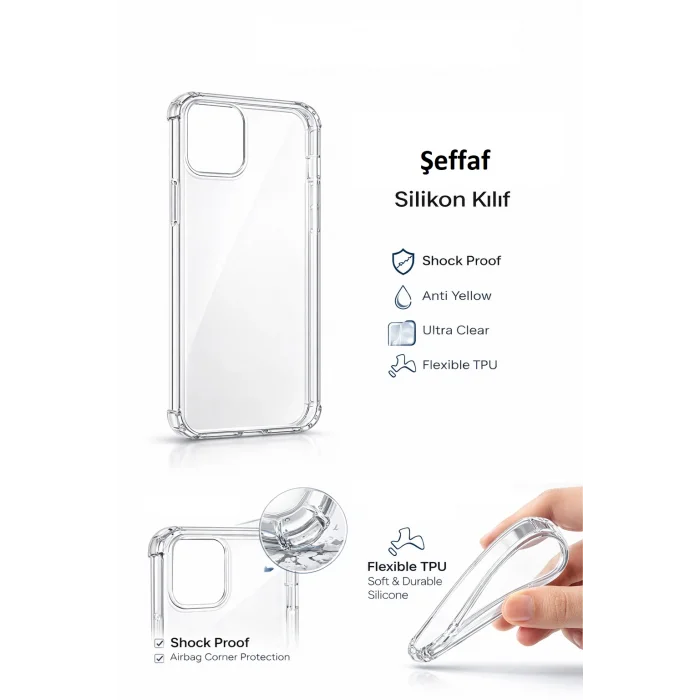 Samsung Galaxy A05S Uyumlu Şeffaf Silikon Telefon Kılıfı Esnek Darbe Koruyucu