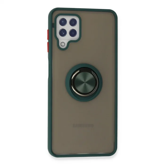 Samsung Galaxy A22 Kılıf Montreal Yüzüklü Silikon Kapak - Yeşil