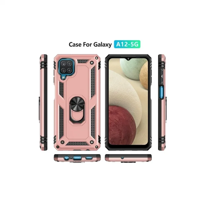 Samsung Galaxy A22 Kılıf Sofya Yüzüklü Silikon Kapak - Rose