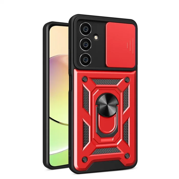 Samsung Galaxy A25 5g Kılıf Pars Lens Yüzüklü Silikon - Kırmızı