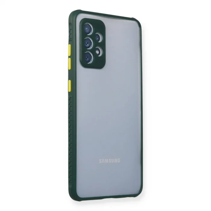 Samsung Galaxy A72 Kılıf Miami Şeffaf Silikon - Koyu Yeşil