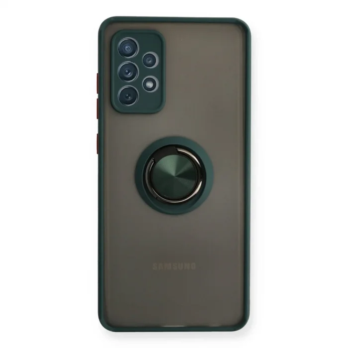 Samsung Galaxy A72 Kılıf Montreal Yüzüklü Silikon Kapak - Yeşil