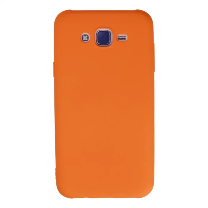 Samsung Galaxy J7 Kılıf Nano İçi Kadife Silikon - Turuncu