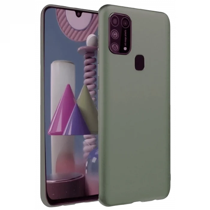 Samsung Galaxy M31 Kılıf Nano İçi Kadife Silikon - Koyu Yeşil