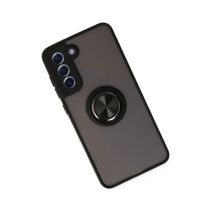 Samsung Galaxy S21 Fe Kılıf Montreal Yüzüklü Silikon Kapak - Siyah