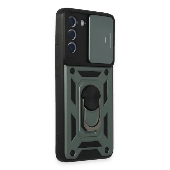 Samsung Galaxy S21 Fe Kılıf Pars Lens Yüzüklü Silikon - Yeşil