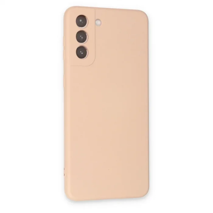 Samsung Galaxy S21 Kılıf Nano İçi Kadife Silikon - Pudra