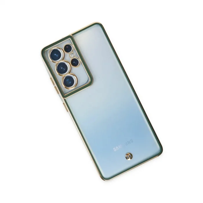 Samsung Galaxy S21 Ultra Kılıf Liva Lens Silikon - Yeşil