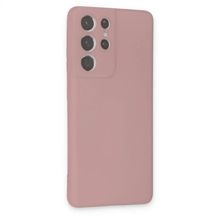 Samsung Galaxy S21 Ultra Kılıf Nano İçi Kadife Silikon - Pudra