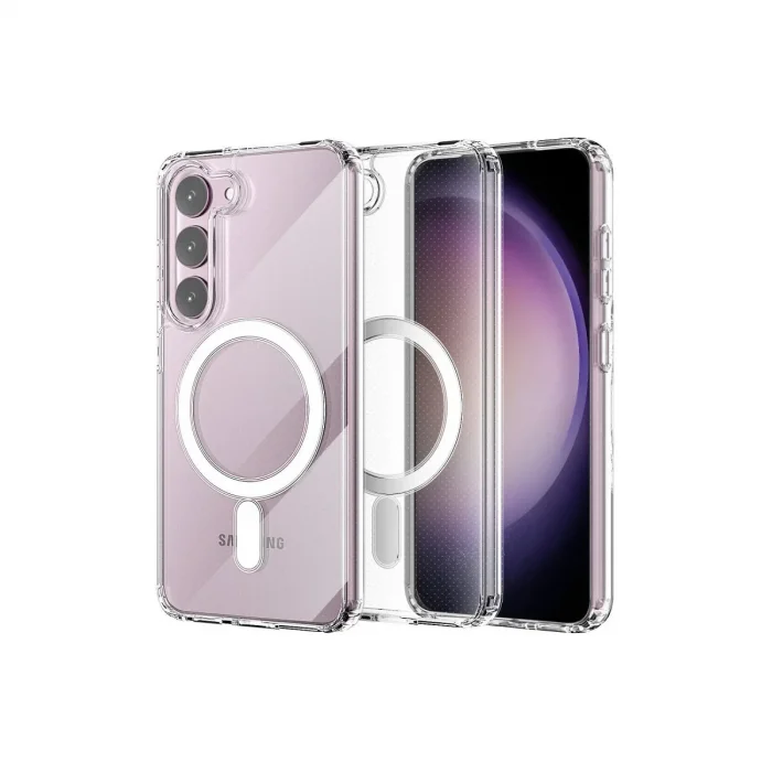 Samsung Galaxy S23 Kılıf Magneticsafe Şeffaf Silikon - Şeffaf