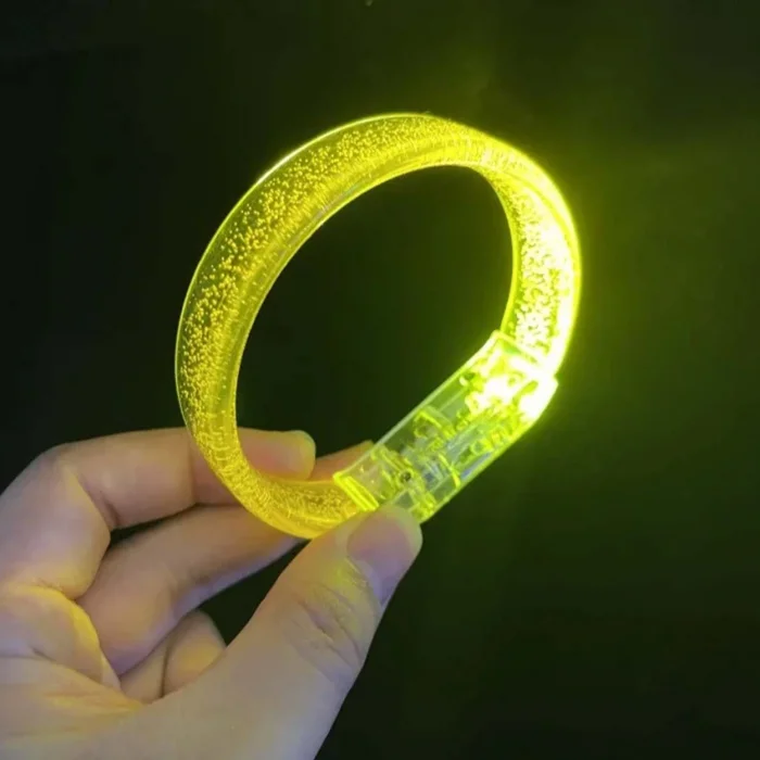 Sarı Led Işıklı Baskı Yapılabilen Pilli Bileklik Bilezik 1,5 cm Genişlik (5047)