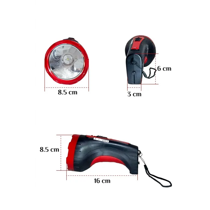 Şarjlı 10w Projektör Led El Feneri 2 Mod Aydınlatmalı Uzun Menzil Güvenlik Bekçi  Feneri Işıldak