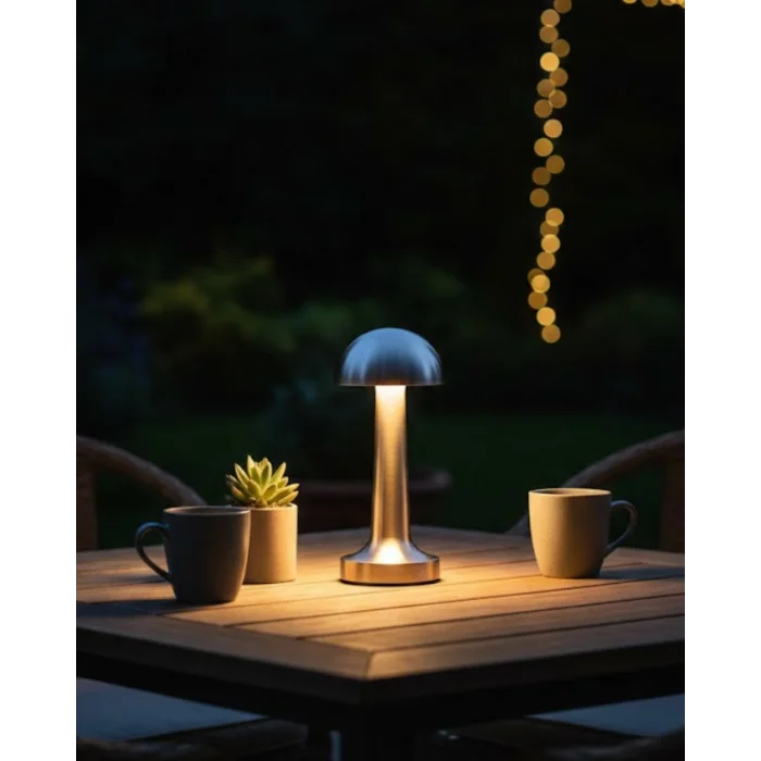 Şarjlı Kablosuz Mantar Masa Lambası Dokunmatik 3 Renk LED Modern Tasarım