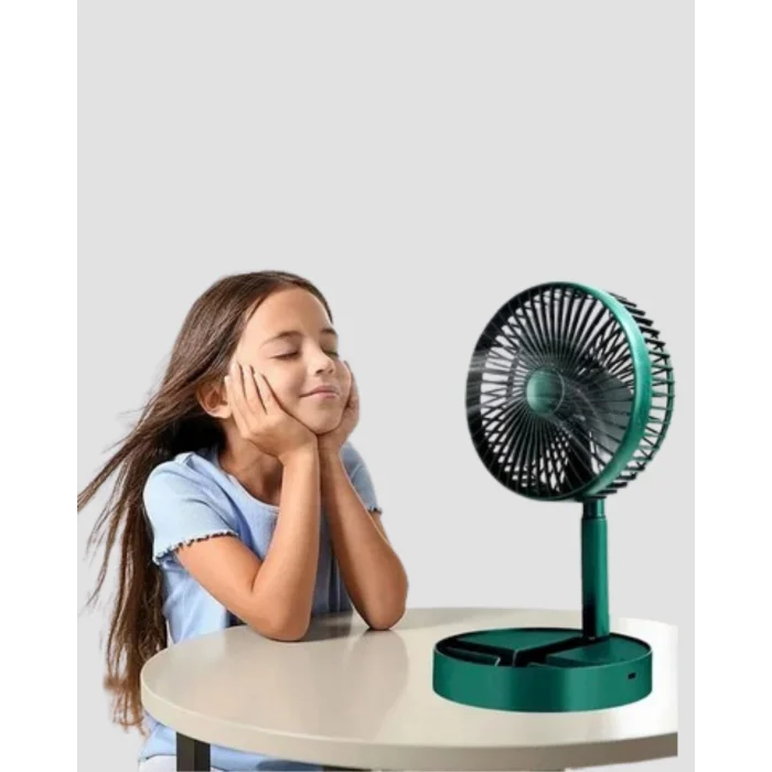Şarjlı Katlanabilir Mini Fan – 3 Kademe Hız Ayarı, Taşınabilir Tasarım